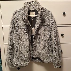 Fuzzy button down jacket